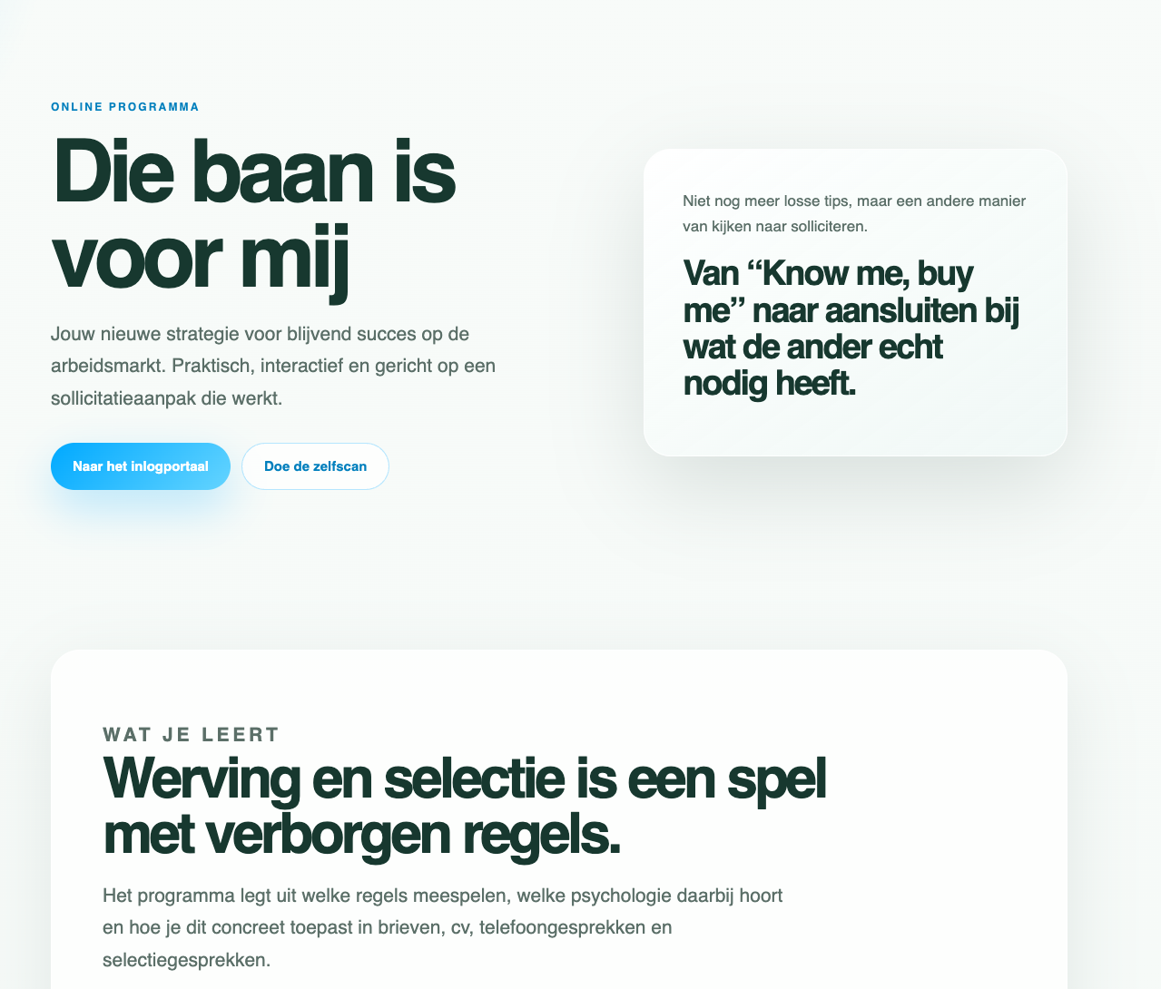Visual van Die baan is voor mij